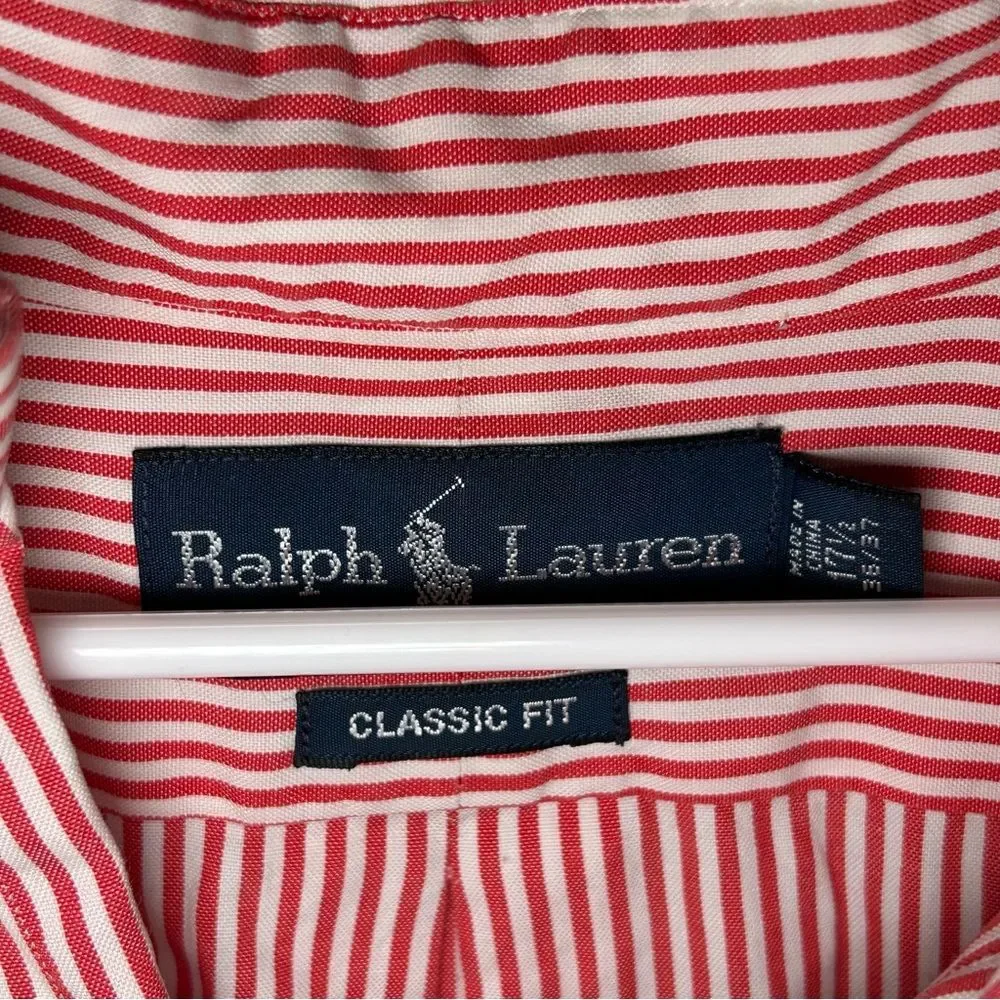 Ralph Lauren red classic fit 100% cotton button down shirt men’s size XL 17.5